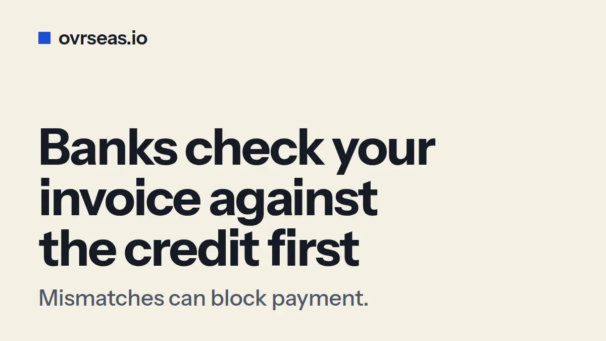 Commercial Invoice for Letter of Credit: Must Match